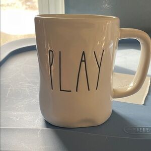 Rae Dunn Cream 'PLAY' Ceramic Mug with Black Lettering